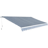 NNEVL Folding Awning Manual-Operated 500 cm Blue and White