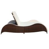 NNEVL Double Sun Lounger with Cushion Poly Rattan Brown