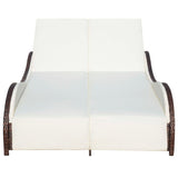 NNEVL Double Sun Lounger with Cushion Poly Rattan Brown