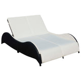 NNEVL Double Sun Lounger with Cushion Poly Rattan Black