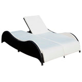 NNEVL Double Sun Lounger with Cushion Poly Rattan Black