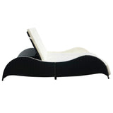 NNEVL Double Sun Lounger with Cushion Poly Rattan Black
