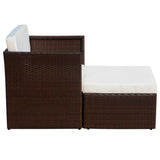 NNEVL Garden Chair with Stool Poly Rattan Brown