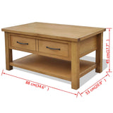 NNEVL Coffee Table 88x53x45 cm Solid Oak Wood