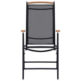 NNEVL Folding Garden Chairs 2 pcs Aluminium and Textilene Black