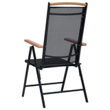 NNEVL Folding Garden Chairs 2 pcs Aluminium and Textilene Black