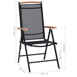 NNEVL Folding Garden Chairs 2 pcs Aluminium and Textilene Black
