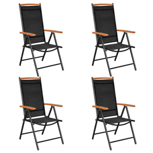 NNEVL Folding Garden Chairs 4 pcs Aluminium and Textilene Black