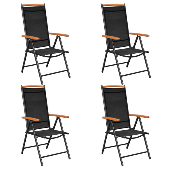 NNEVL Folding Garden Chairs 4 pcs Aluminium and Textilene Black
