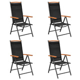 NNEVL Folding Garden Chairs 4 pcs Aluminium and Textilene Black