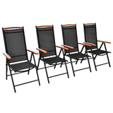 NNEVL Folding Garden Chairs 4 pcs Aluminium and Textilene Black
