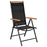 NNEVL Folding Garden Chairs 4 pcs Aluminium and Textilene Black