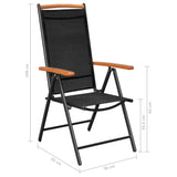 NNEVL Folding Garden Chairs 4 pcs Aluminium and Textilene Black