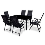 NNEVL 7 Piece Outdoor Dining Set with Folding Chairs Aluminium Black