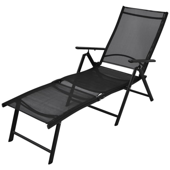 NNEVL Folding Sun Lounger Aluminium Black