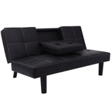 NNEVL Sofa Bed with Drop-Down Table Artificial Leather Black