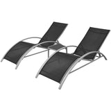 NNEVL Sun Loungers with Table Aluminium Black