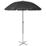 NNEVL Sun Loungers with Umbrella Aluminium Black