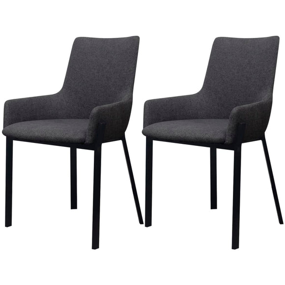 NNEVL Dining Chairs 2 pcs Dark Grey Fabric