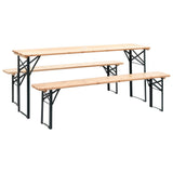 NNEVL Folding Beer Table with 2 Benches 177 cm Pinewood