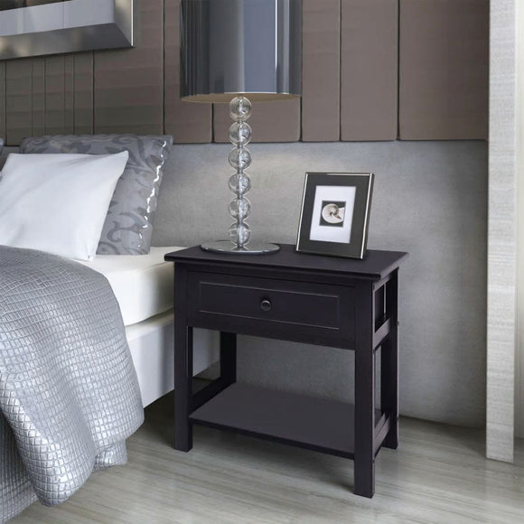 NNEVL Bedside Cabinet Wood Black