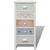 NNEVL French Storage Cabinet 5 Drawers Wood