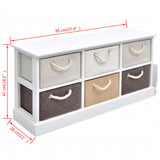 NNEVL Storage Bench 6 Drawers Wood