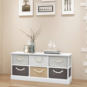 NNEVL Storage Bench 6 Drawers Wood