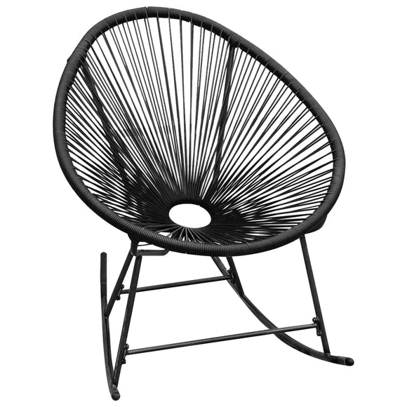 NNEVL Outdoor Rocking Chair Black Poly Rattan
