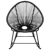 NNEVL Outdoor Rocking Chair Black Poly Rattan