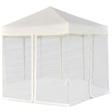 NNEVL Hexagonal Pop-Up Marquee with 6 Sidewalls Cream White 3.6x3.1 m