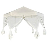 NNEVL Hexagonal Pop-Up Marquee with 6 Sidewalls Cream White 3.6x3.1 m