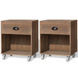 NNEVL Nightstand 2 pcs Brown Solid Wood