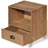 NNEVL Nightstand 2 pcs Brown Solid Wood