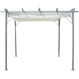 NNEVL Pergola with Retractable Roof Cream White Steel 3x3 m