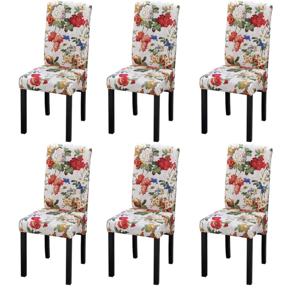 NNEVL Dining Chairs 6 pcs Multicolour Fabric