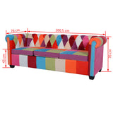 NNEVL Chesterfield Sofa 3-Seater Fabric