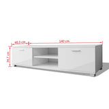 NNEVL TV Cabinet High-Gloss White 140x40.3x34.7 cm