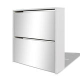 NNEVL Shoe Cabinet 2-Layer Mirror White 63x17x67 cm