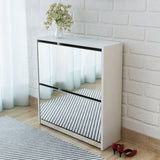 NNEVL Shoe Cabinet 2-Layer Mirror White 63x17x67 cm