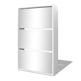 NNEVL Shoe Cabinet 3-Layer Mirror White 63x17x102.5 cm