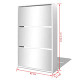 NNEVL Shoe Cabinet 3-Layer Mirror White 63x17x102.5 cm