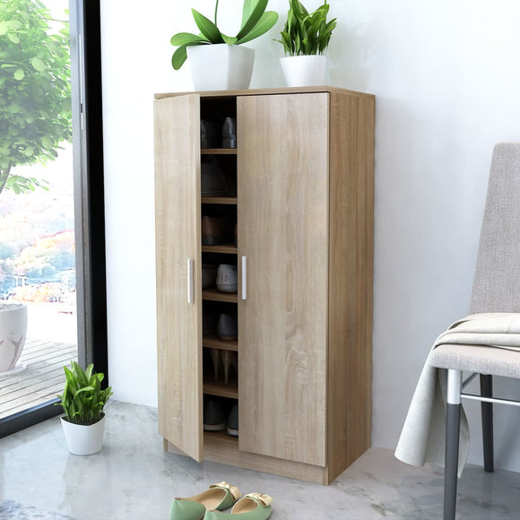 NNEVL Shoe Cabinet 7 Shelves Oak