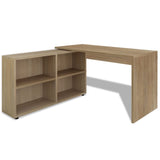 NNEVL Corner Desk 4 Shelves Oak
