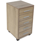 NNEVL Office Drawer Unit with Castors 5 Drawers Oak