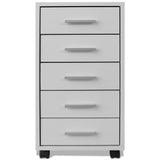 NNEVL Office Drawer Unit with Castors 5 Drawers White