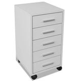 NNEVL Office Drawer Unit with Castors 5 Drawers White