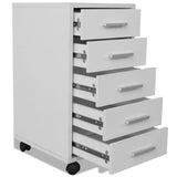 NNEVL Office Drawer Unit with Castors 5 Drawers White