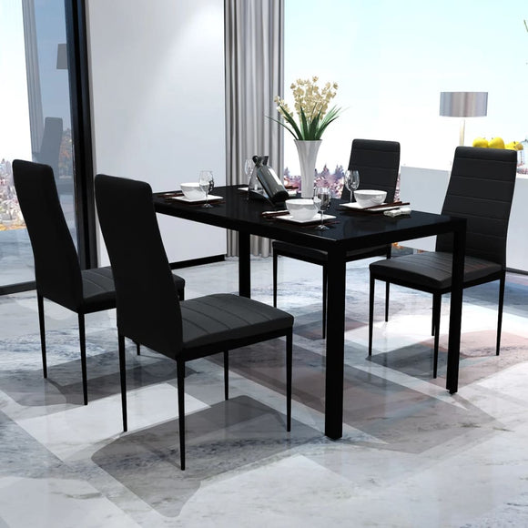 NNEVL Five Piece Dining Table Set Black