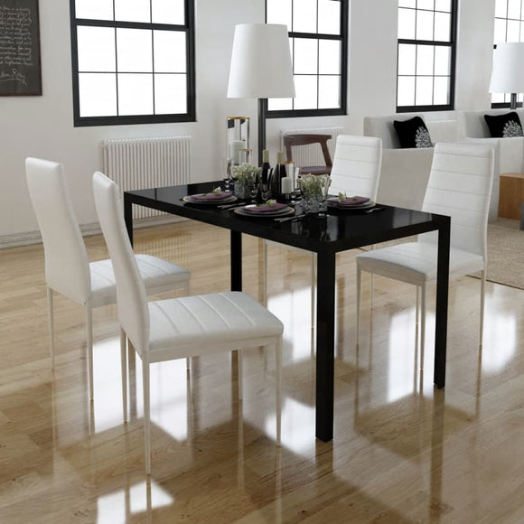 NNEVL Five Piece Dining Table Set Black and White